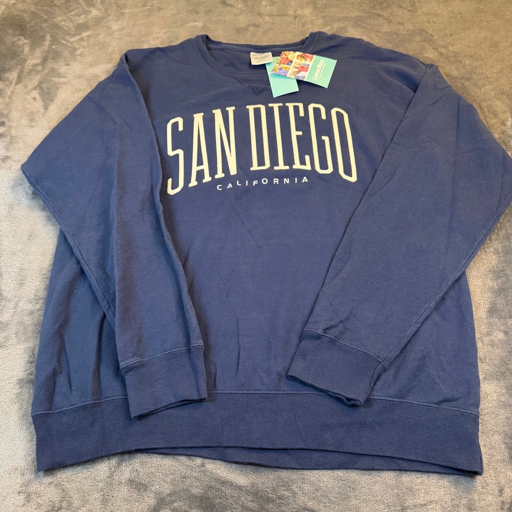 ComfortWash Hanes San‎ Diego California Navy Graphic Sweatshirt Mens Large NWT